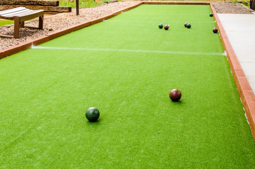bocce balls on a artificial turf court denver co